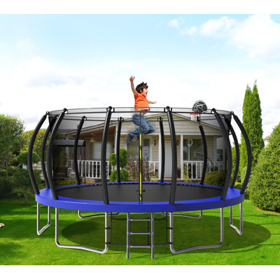 15' Round Backyard Trampoline With Safety Enclosure