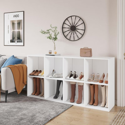 Latitude Run® Shoe Rack, 8 Compartment Open Storage Display Shoes Organizer FSSR017