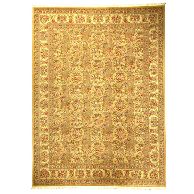 Tapis rectangulaire en laine noué à la main