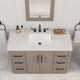 Kamila 48" Carrara White Marble Countertop Bath Vanity in Grey Oak with Faucet and Mirror
