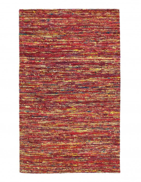 Red Flat-weave Tufted Sari Silk 4'x 6'
