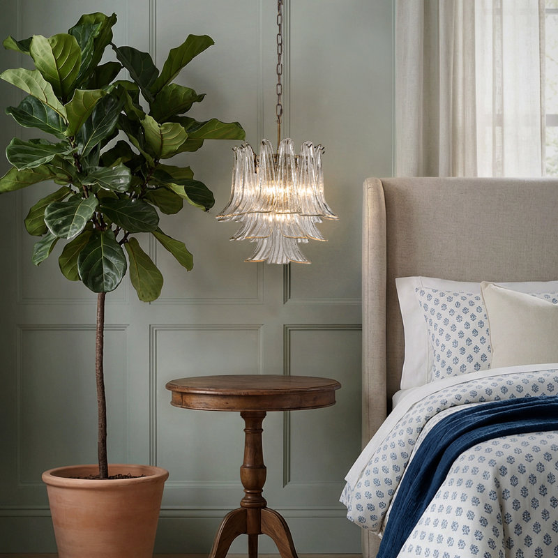 Kass 24'' Wide Vintage Mid-century Modern Chandelier 4-light 4-tier Clear Art Glass Pendant With Antique Bronze Finish For Living Room, Dining Room