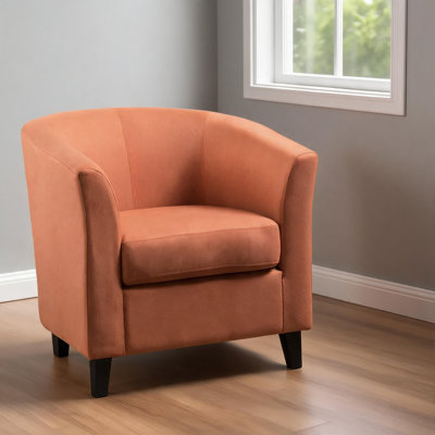 Contemporary Accent Club Chair Flexible Room Placement Foam Cushioned Fabric Warm Orange