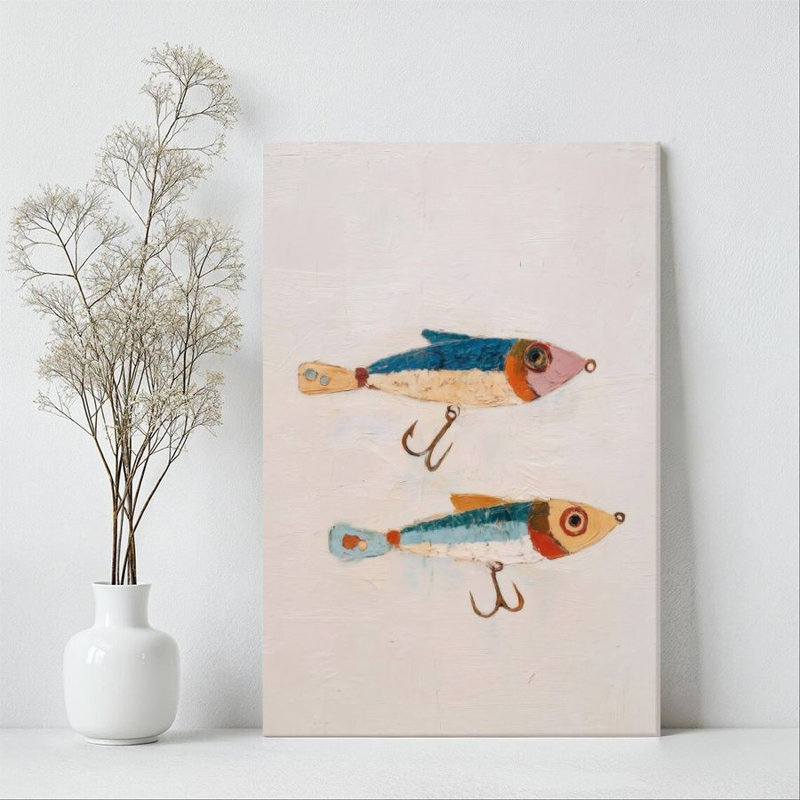 1Pc Framed Canvas Poster Print Fishing Float, Colorful Fish Shaped Lure, Oil Painting Texture Style Wall Art Decor, Perfect for Room Decor Living Room Bedroom Office Kitchen Bathroom Home Decor, Ideal Home Wall Decoration Gift