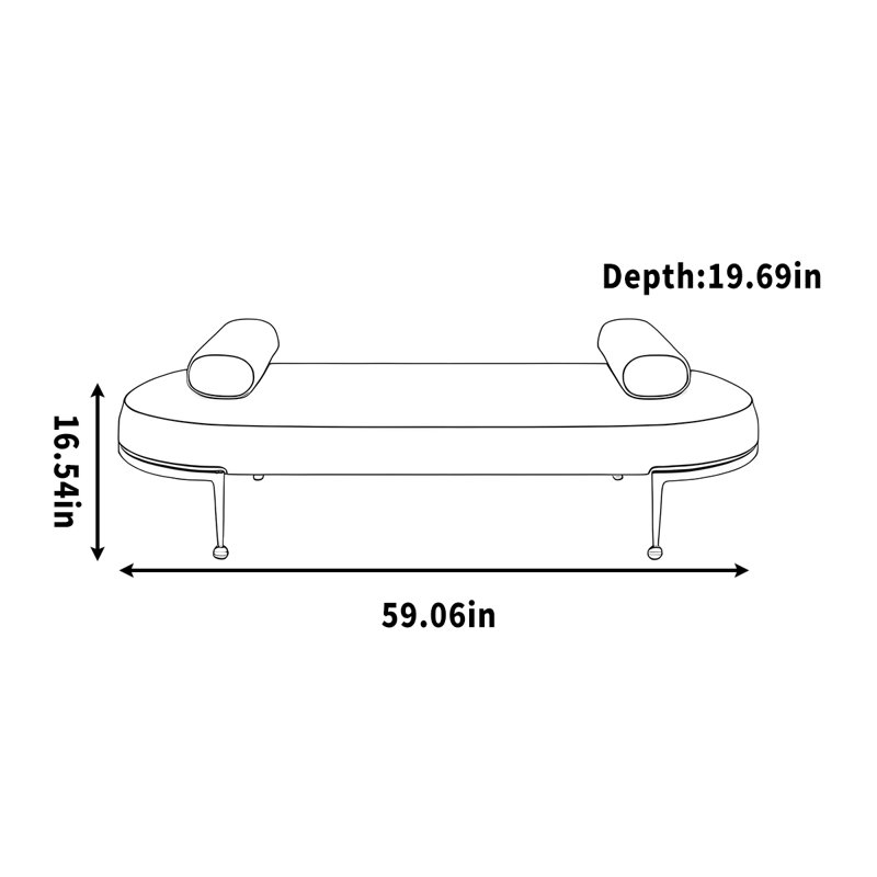 Repose-canapé en acier inoxydable, H 16,54 po x l 59,06 po x P 19,69 po
