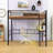 Metal Full Loft Bed With LED Lighting, Desk, Shelves, Ladder And Guardrails-1388625158