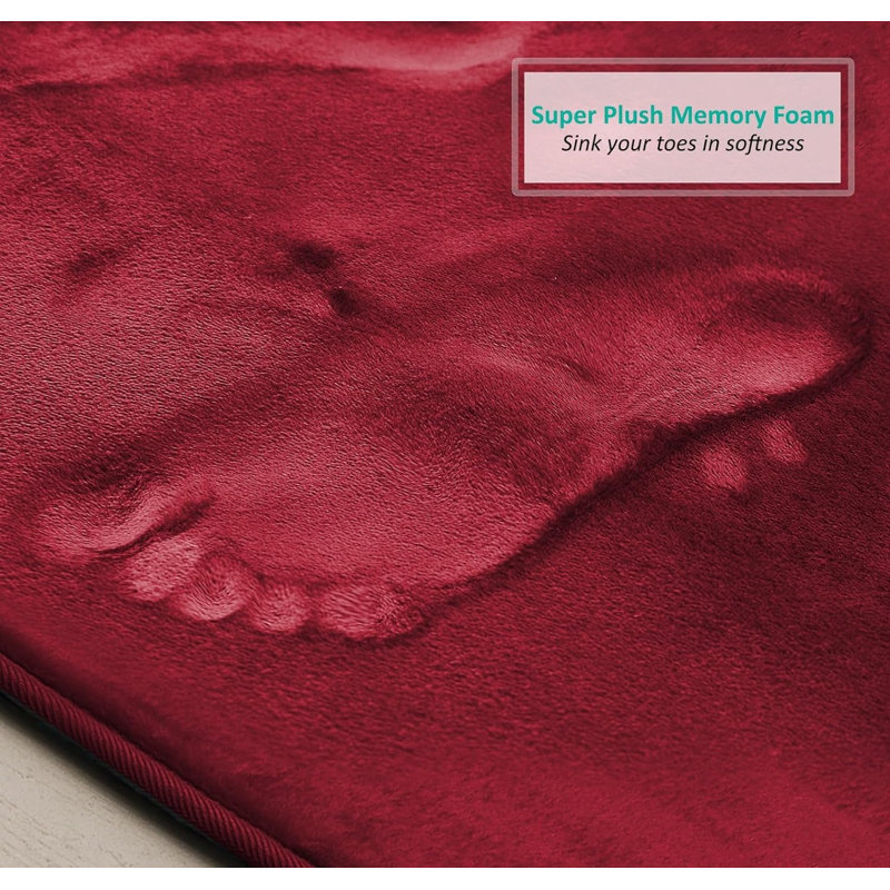 Ultra-soft, absorbent viscoelastic foam mat with non-slip backing, Rouge bourgogne