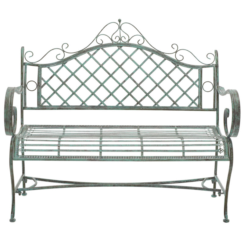 Abner Wrought Iron Outdoor Garden Bench, Green