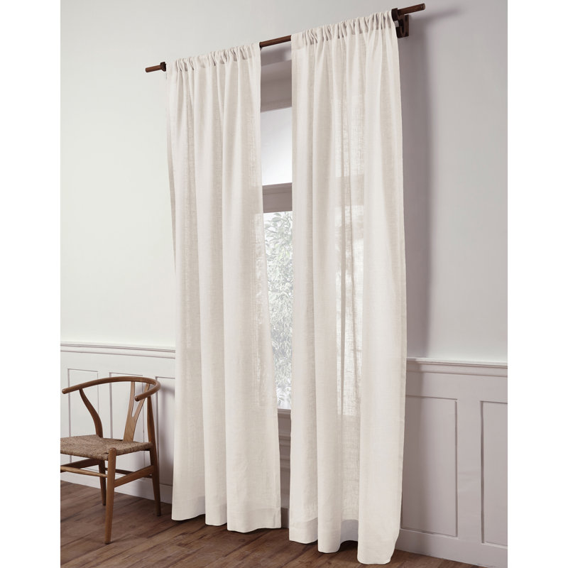 Sheer Curtain with Rod Pocket, Ivory, 52" W x 63" L