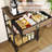 Coffee Bar Cart With Storage, 3-Tier Coffee Table With Drawer For Home Buffets & Sideboards,Coffee Station Corner Table With Rolling Wheels For Kichen, Entryway,(Brown And Black)