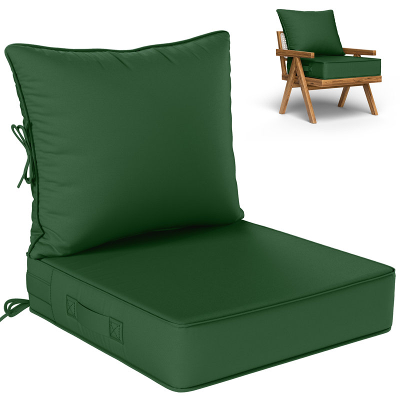 Coussin de siège / dossier d'extérieur, Vert, L 24 po x P 24 po