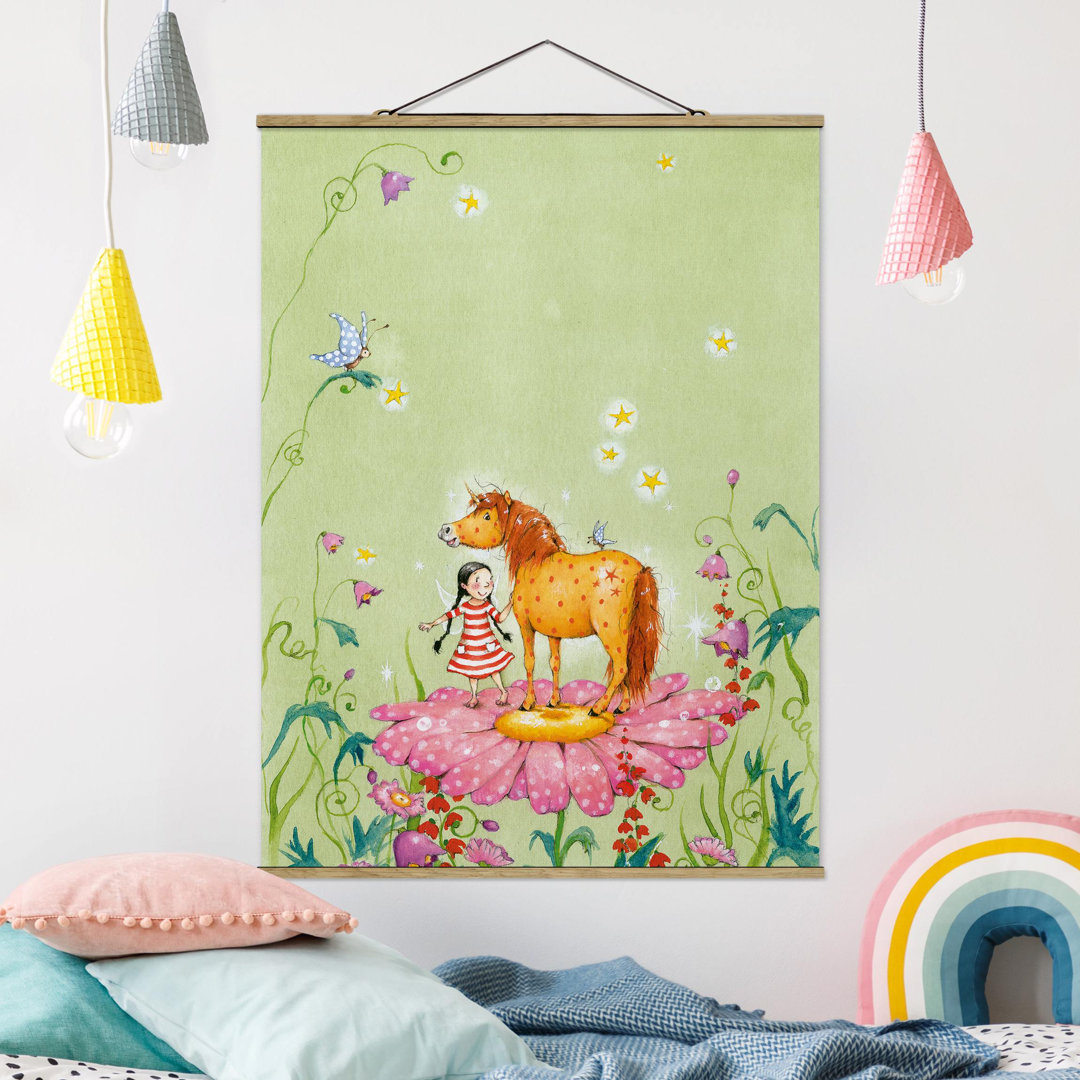 Kunstdruck Das magische Pony auf der Blüte