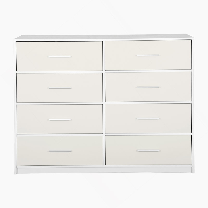 Commode 8 tiroirs avec tiroirs en tissu, Blanc
