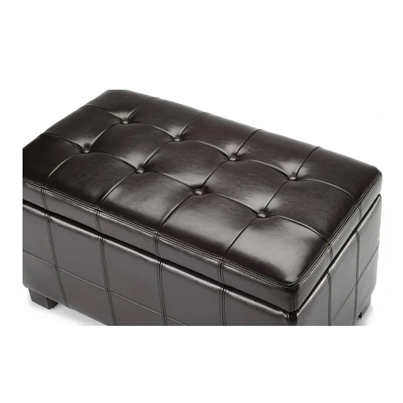 Repose-pieds de rangement rectangulaire en similicuir de 30,1 po Kamyra, Simili cuir rouge