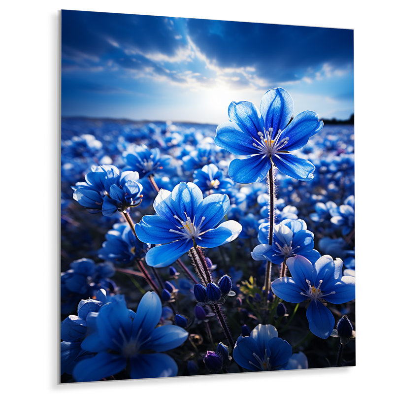 Bluebonnets Flower Blissful I - Décoration murale florale et botanique en métal, H 40 po x l 30 po x P 1 po