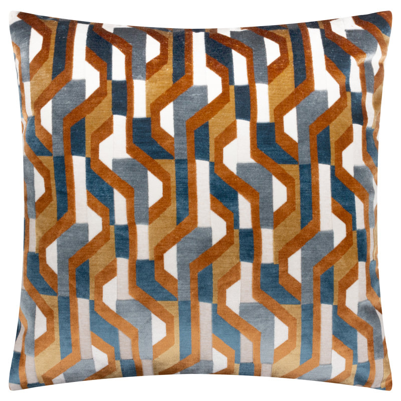 Metro Prism Geometric Square Cushion, Feather, Orange/Blue