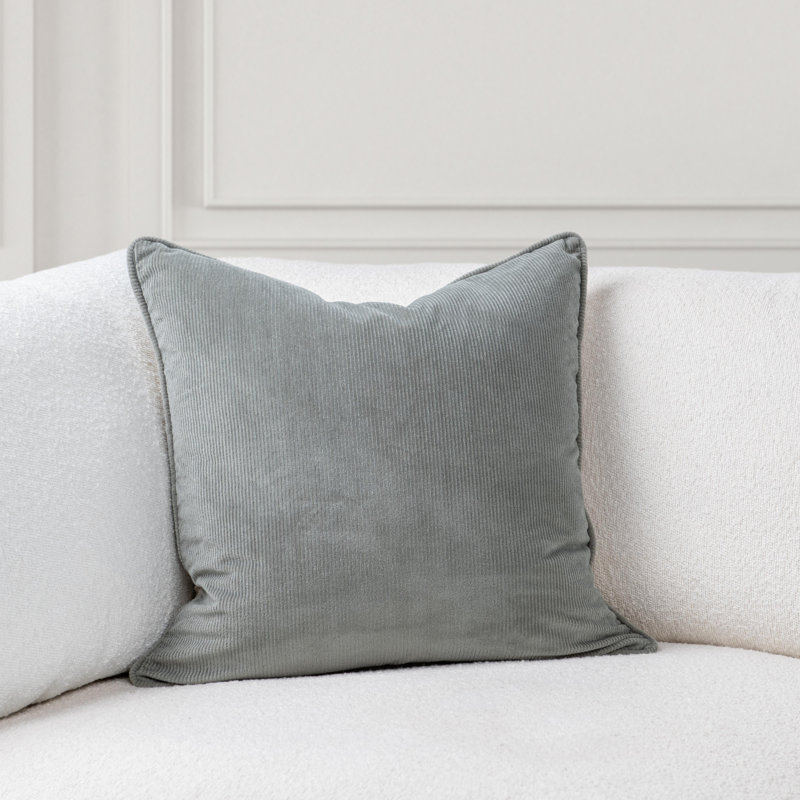 Coussin en velours côtelé Memoir, Sauge sèche