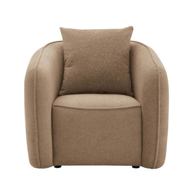 Chaise Keith avec coussin, chenille brune