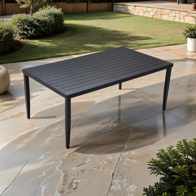 Table de salle à manger d'extérieur rectangulaire en aluminium 40 po x 70 po avec pieds fuselés et trou pour parasol