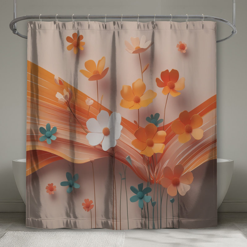 Rideaux de douche orange en papier orange, L 70 po x H 84 po