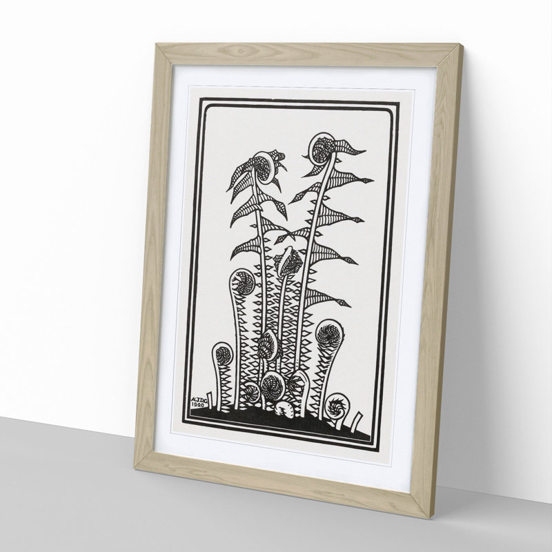 Ferns by Julie De Graag - Picture Frame Graphic Art, 36cm H x 27cm W x 2cm D, Oak Framed