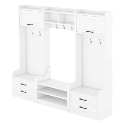 Pahoua Hall Tree 78'' Wide with Bench and Shoe Storage