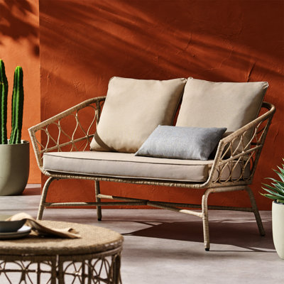 Raynette Outdoor Wicker Loveseat with Cushions