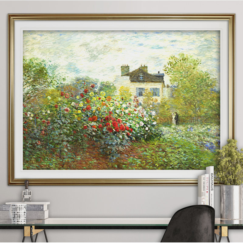 " The Artist Garden ", 31" H x 43" W x 1.5" D, White Mat, Gold Framed