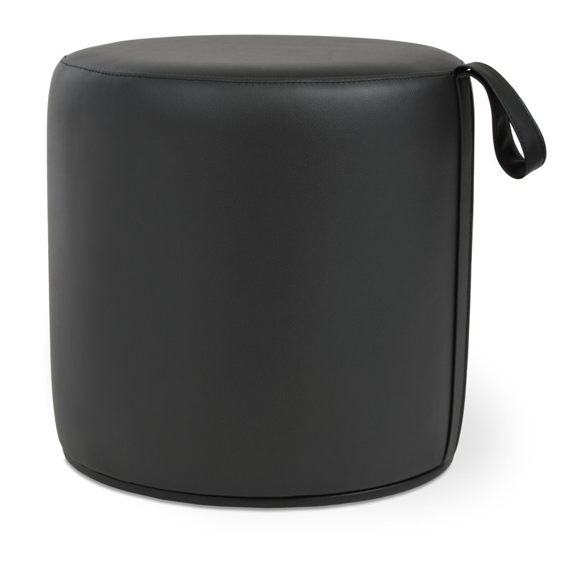Pouf-tabouret avec poignée Celine, Similicuir noir