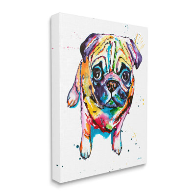 Art mural amusant sur toile chiot carlin par Jen Seeley