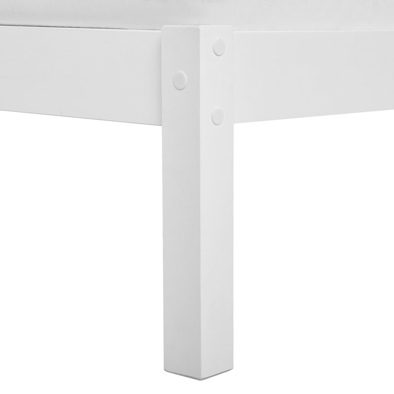 Kinch Solid Wood Bed, European Kingsize (160 x 200 cm), White
