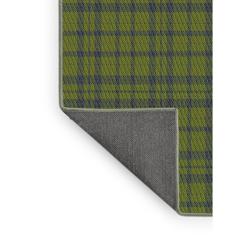 Tapis vert / bleu en laine à carreaux, Rectangle 2 pi x 3 pi