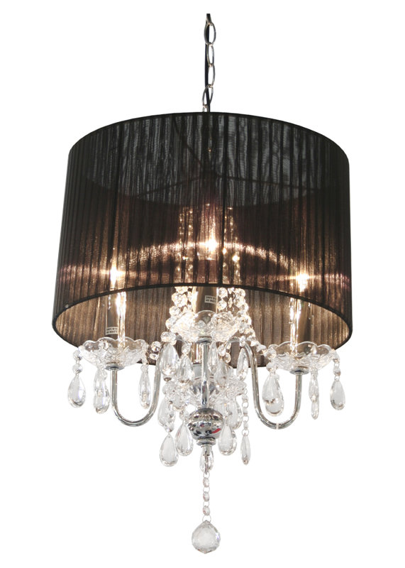 Warwick 4 - Light Drum Chandelier, Black, Silver