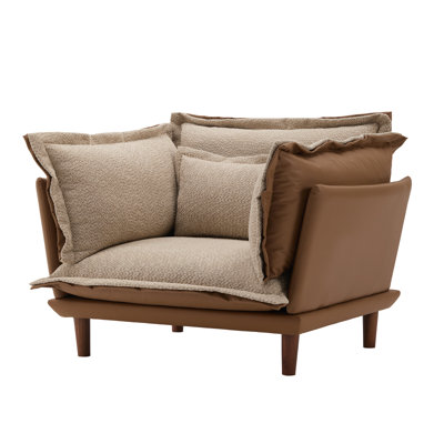 Fauteuil d'appoint surdimensionné en chenille de style moderne avec méridienne simple pour salon, chambre à coucher