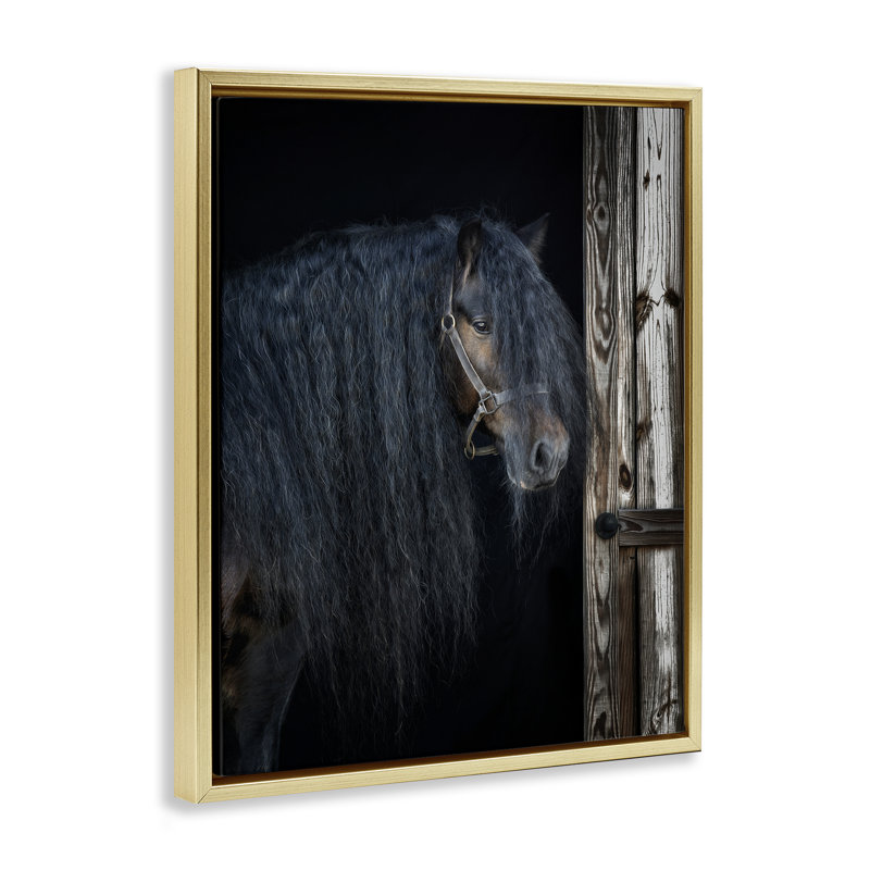 Cheval avec crinière ondulée, art mural sur toile flottant gris, design par PHBurchett, H 21 po x l 17 po