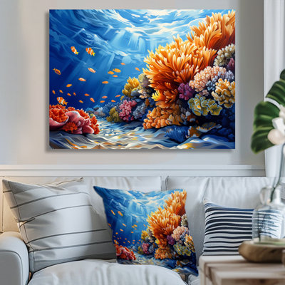 Art mural bleu brun grande barrière de corail II - corail