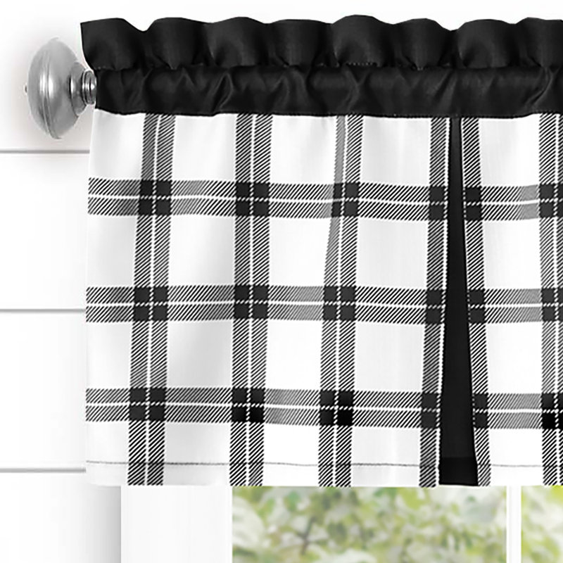 Tate Blue and White Plaid Polyester Kitchen Tier and Valance Set