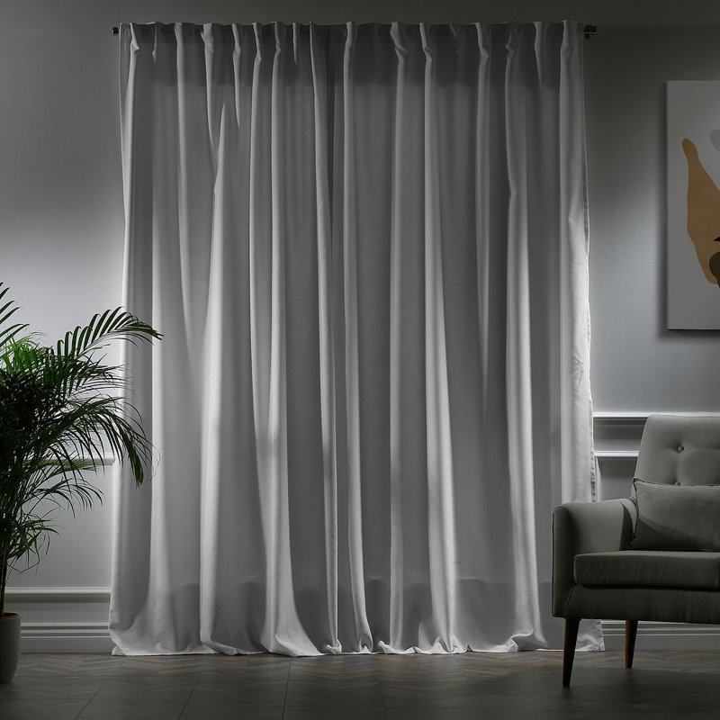 Room Darkening Single Curtain Panel, Pure White, 130cm Width x 175cm Drop