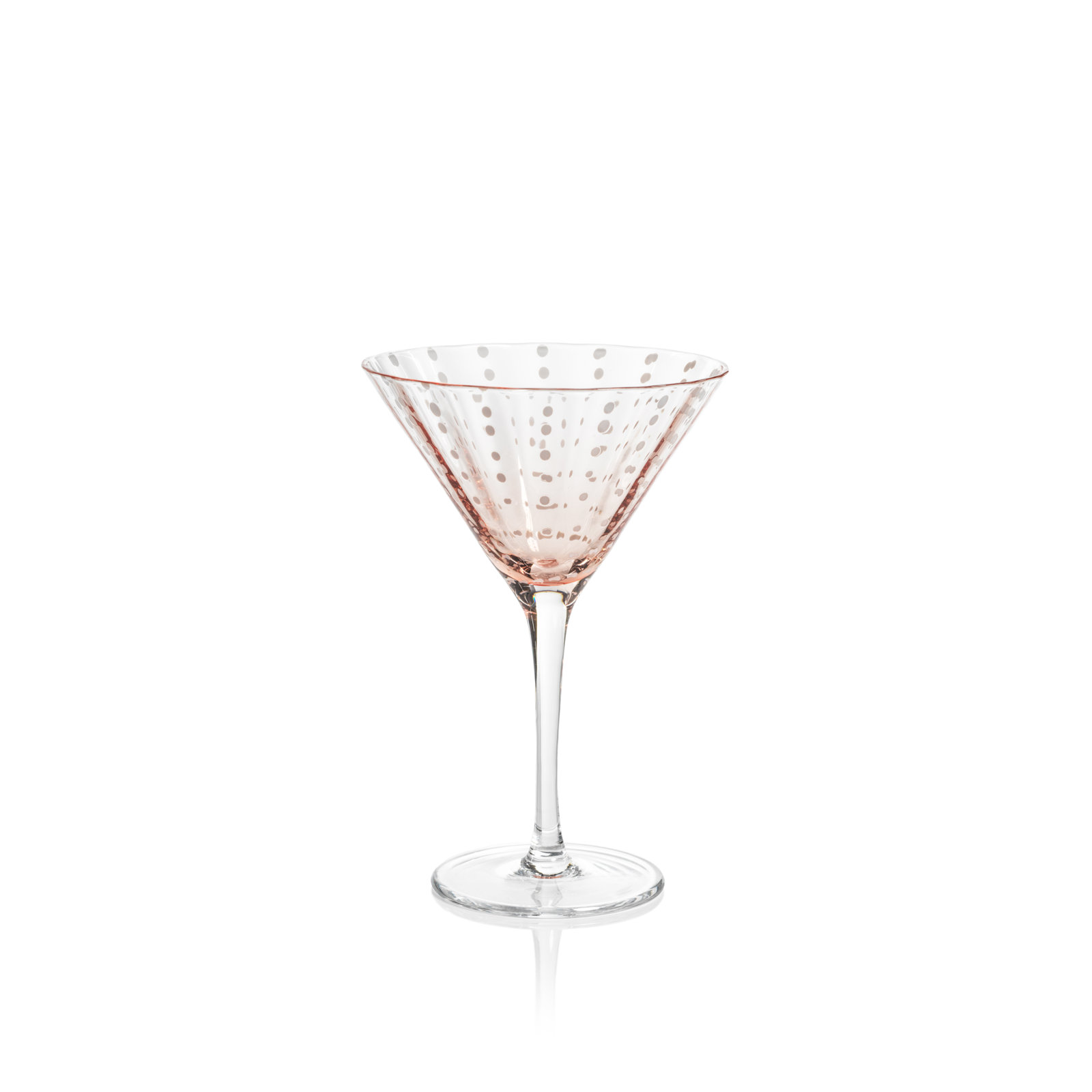 Pescara White Dot Martini Glasses, Set of 4, Pink