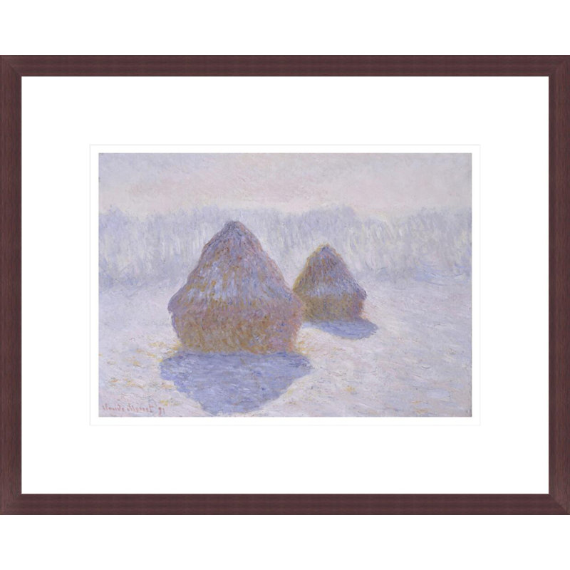 Bottes de foin (effet de neige et de soleil) par Claude Monet, impression giclée encadrée, H 13,53 po x l 16,75 po