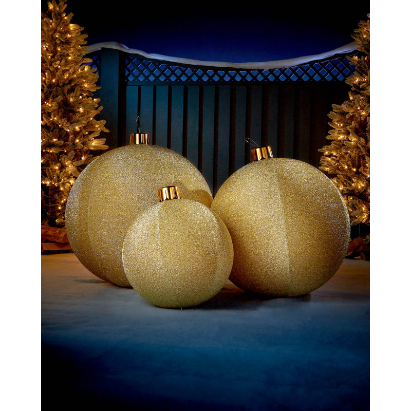 PVC Ball Ornament, 45.72cm H x 45.72cm W x 45.72cm D, Gold