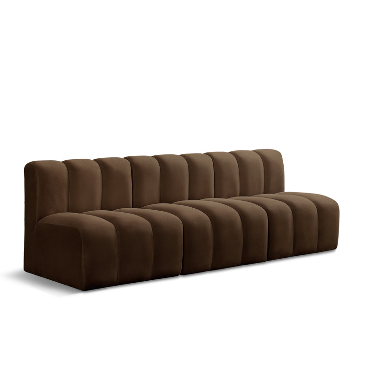 Hrach Upholstered Sectional Reversible, Brown Velvet