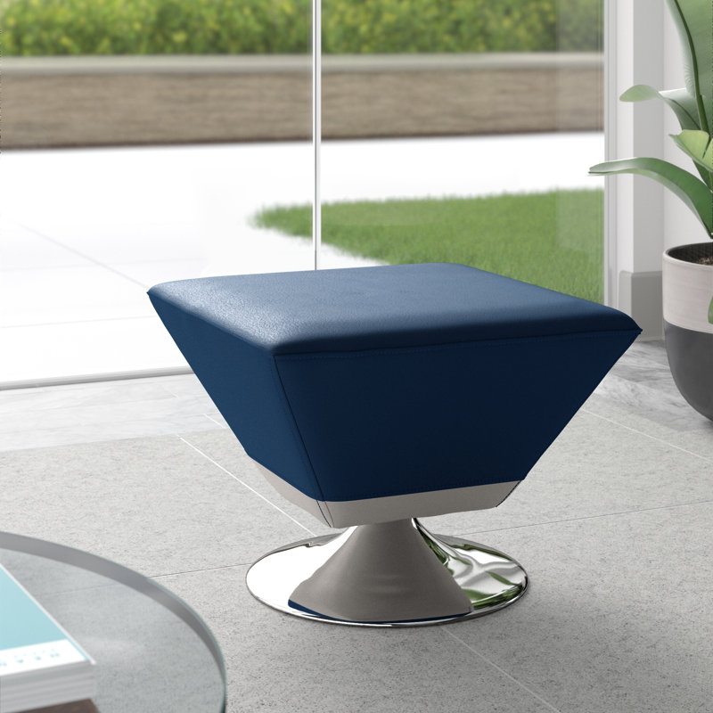 Repose-pieds pivotant en métal 20 po Diamond, Bleu / similicuir chrome poli