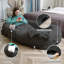 Lit pour chien humain - 71 po x 45 po x 12 po qui s'adapte à vous et aux animaux de compagnie, similifourrure lavable, orthopédique, coussin moelleux, couverture, sangle - gris foncé-2110892365