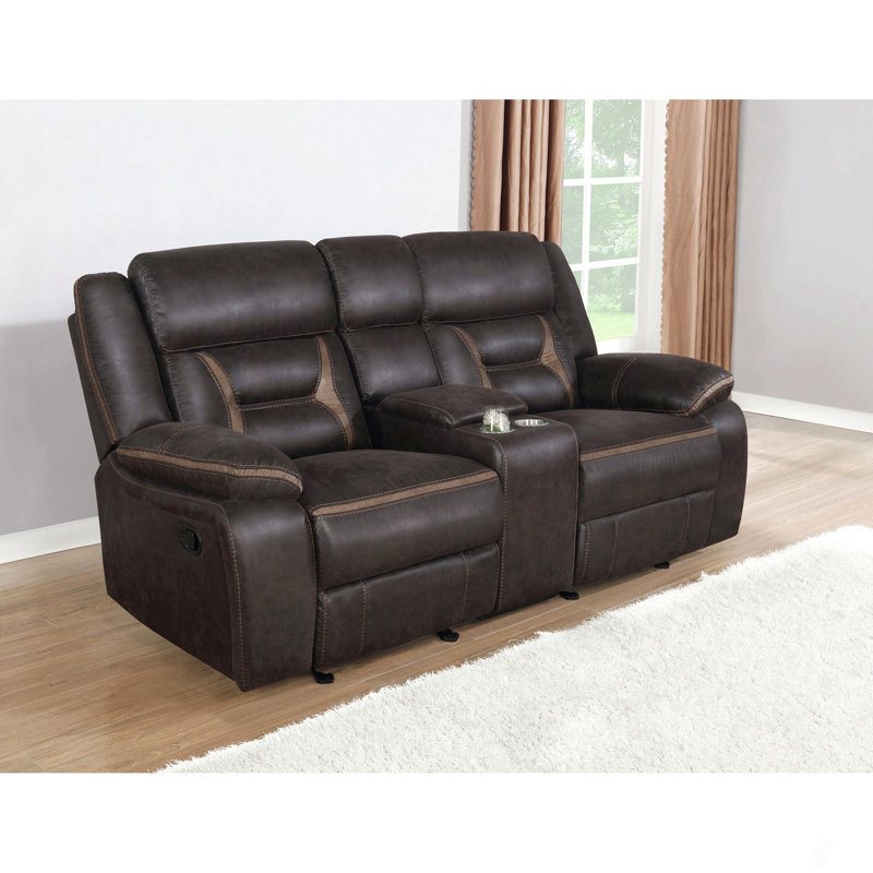Causeuse rembourrée avec console, Brun