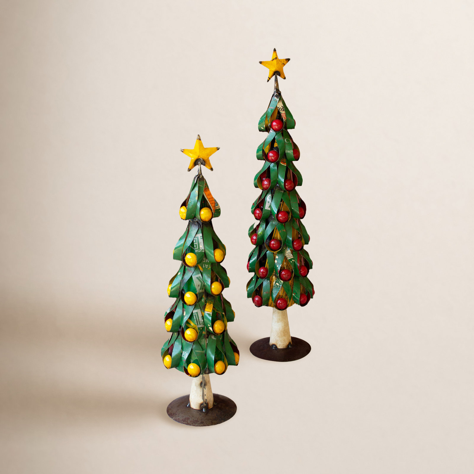2-Piece Recycled Metal Tabletop Tree Set