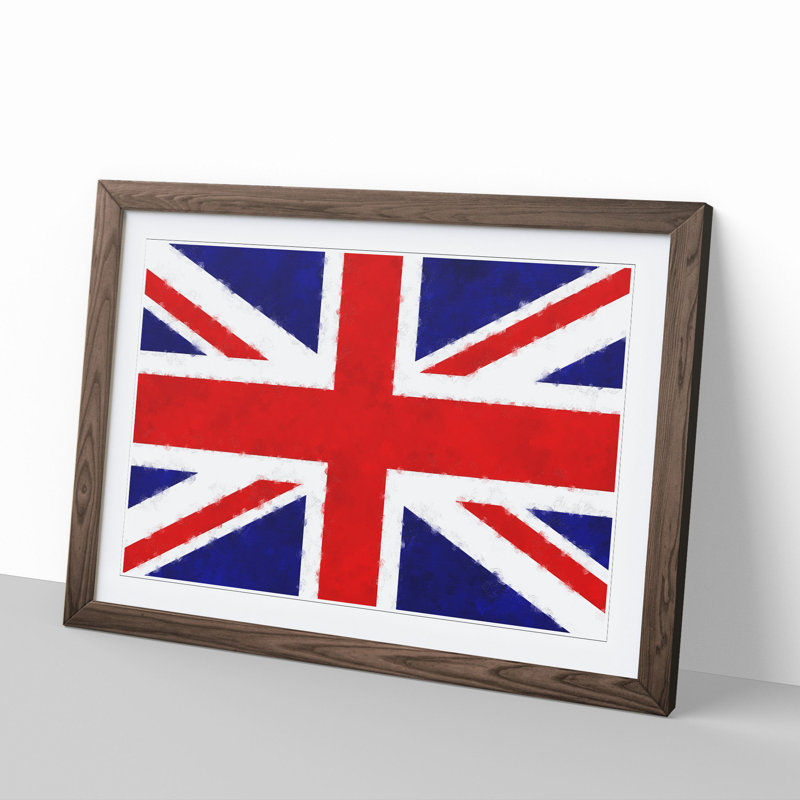 Union Jack British Flag Vol.1 - Picture Frame Painting, Walnut Framed, 48cm H x 65cm W x 2cm D