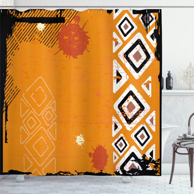 Rideau de douche simple avec des triangles géométriques et une conception africaine tribal Muriel