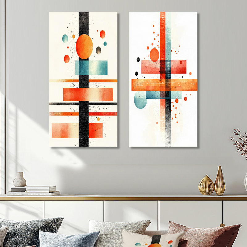 Dynamic Rectangle Balance of Geometry – Modern 2 Piece Metal Wall Art, 32" H x 32" W