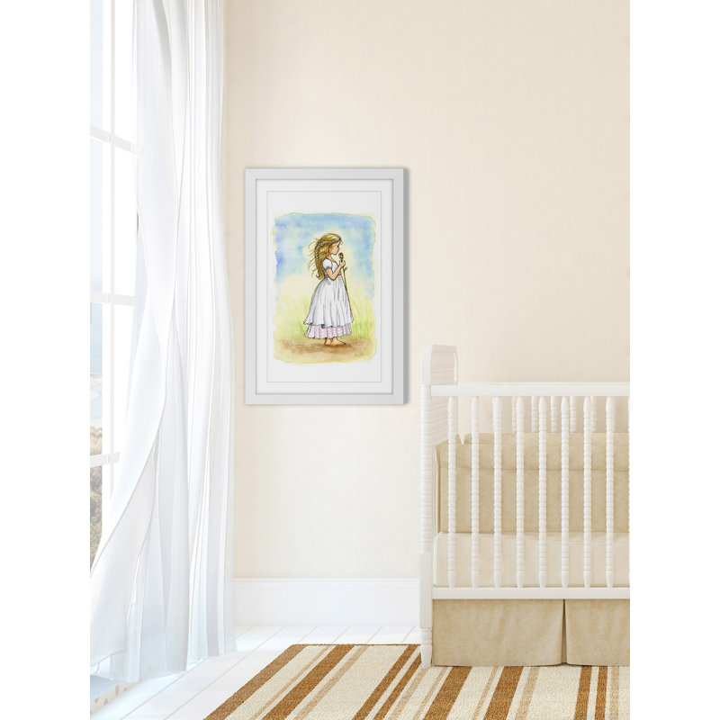 «Rose Girl», reproduction encadrée, H 18 po x l 12 po x P 1,5 po, Blanc / Jaune